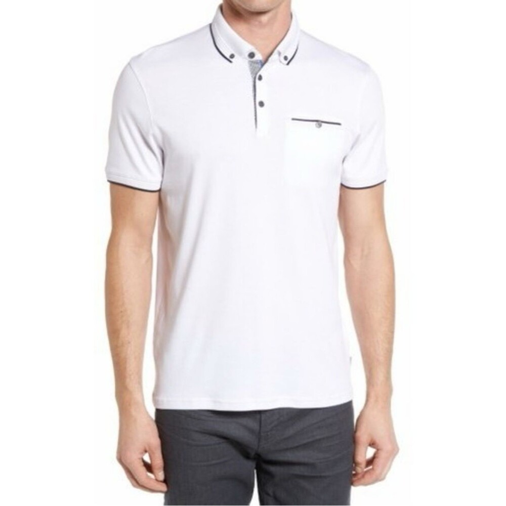 Ted Baker London Derry Short Sleeve Modern Slim Fit Polo Shirt Mens Size 6 XXL